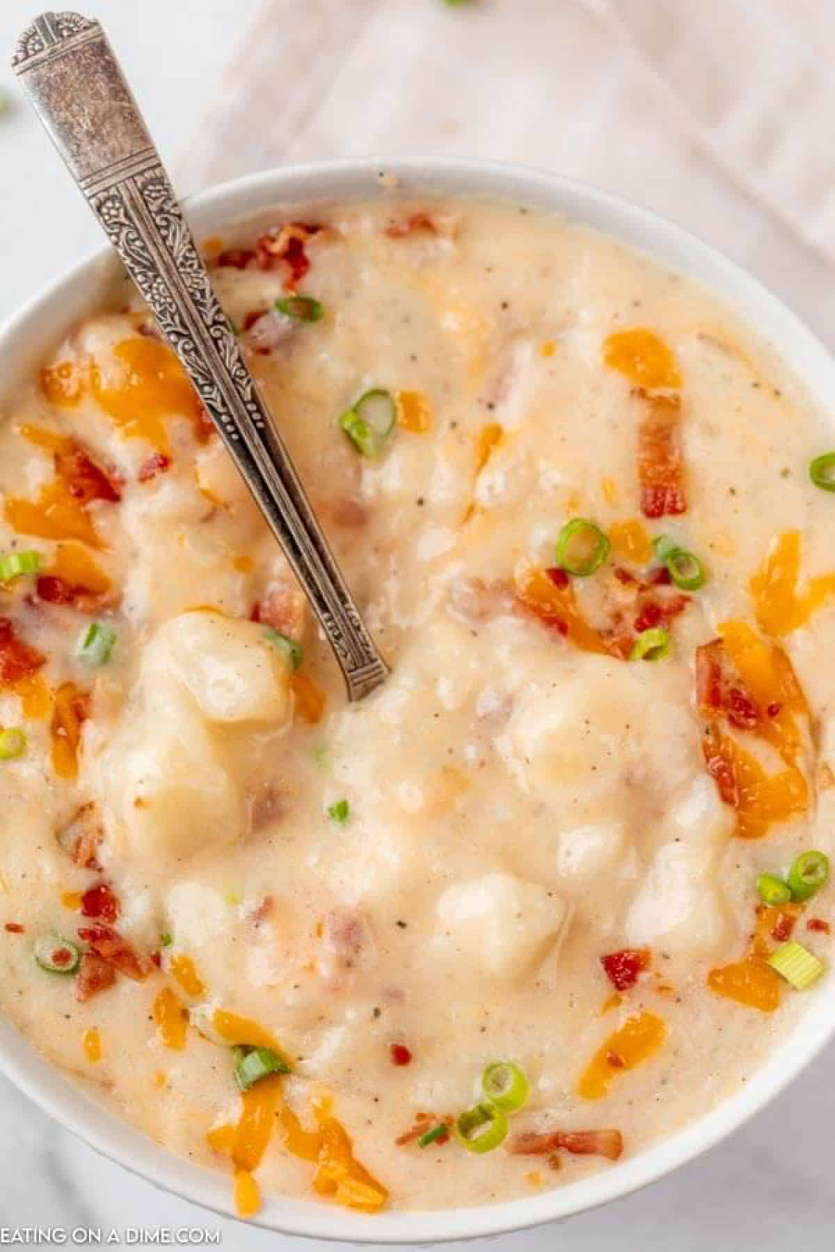 loaded potato soup in bowl