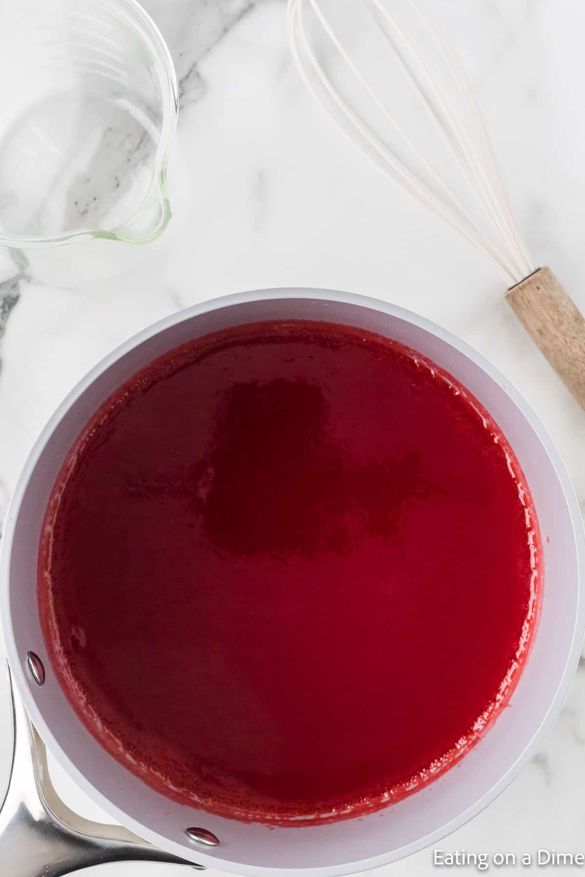 Jello mix and water in a large saucepan