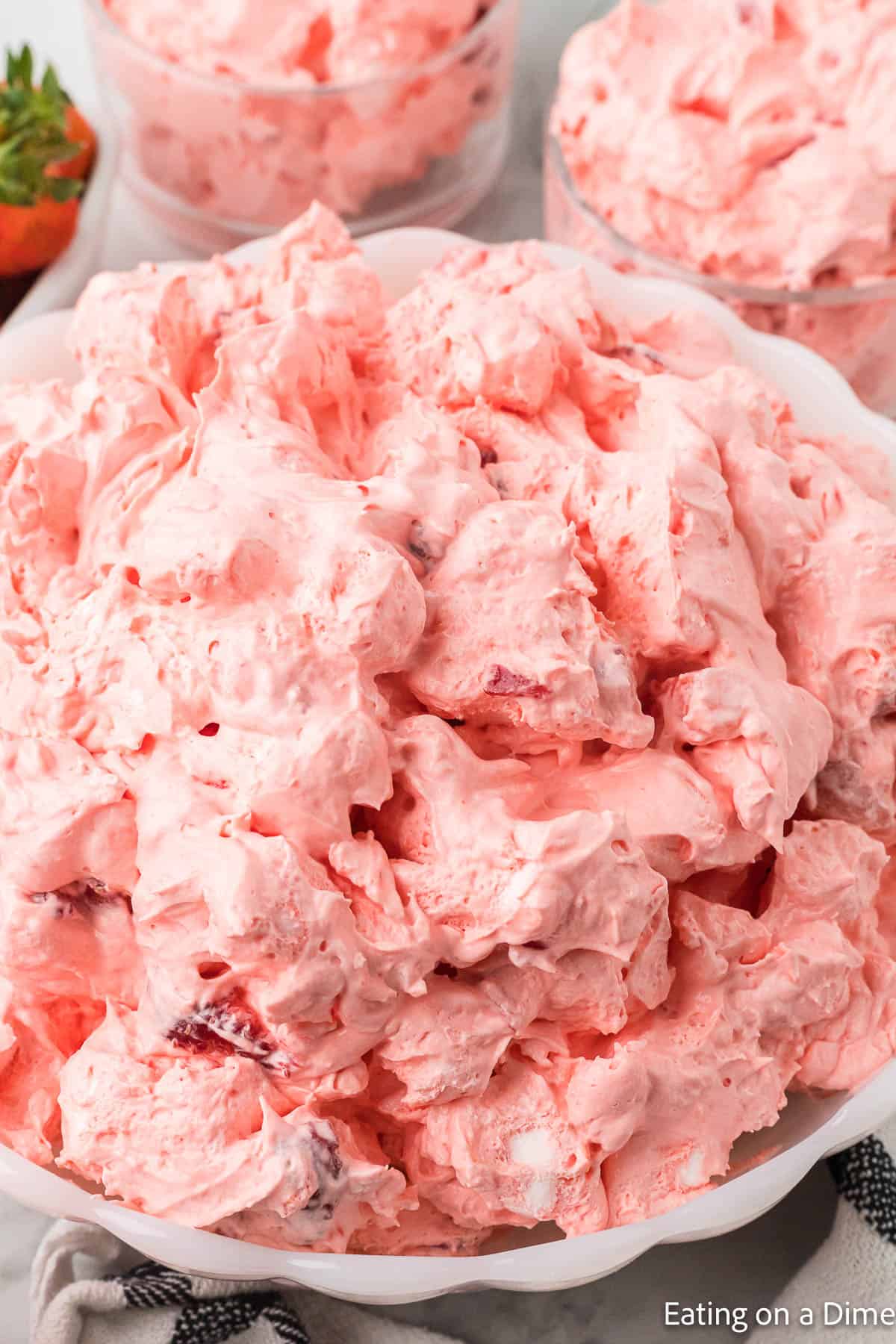 Strawberry Jello Salad in a bowl