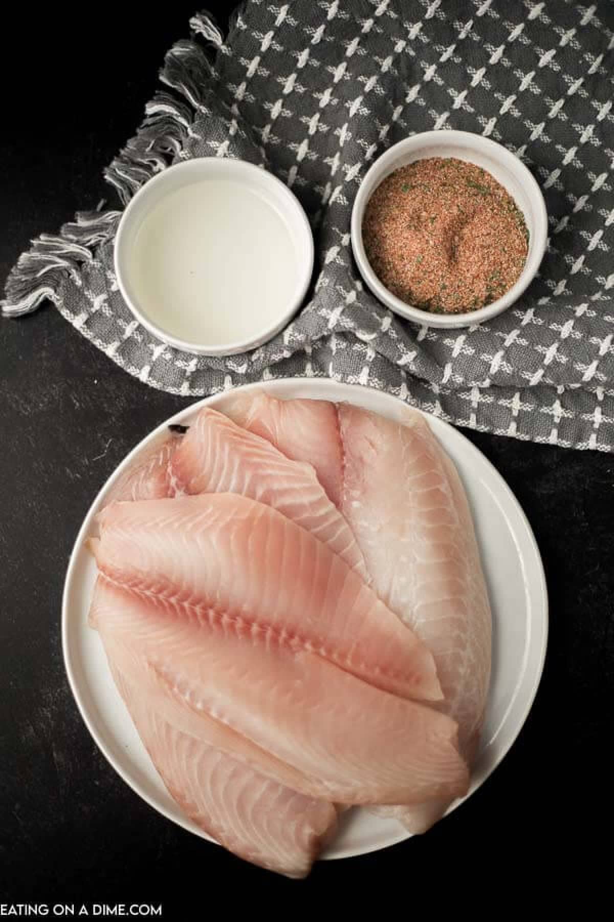 Blackened Tilapia ingredients - tilapia, blackened seasoning, oil