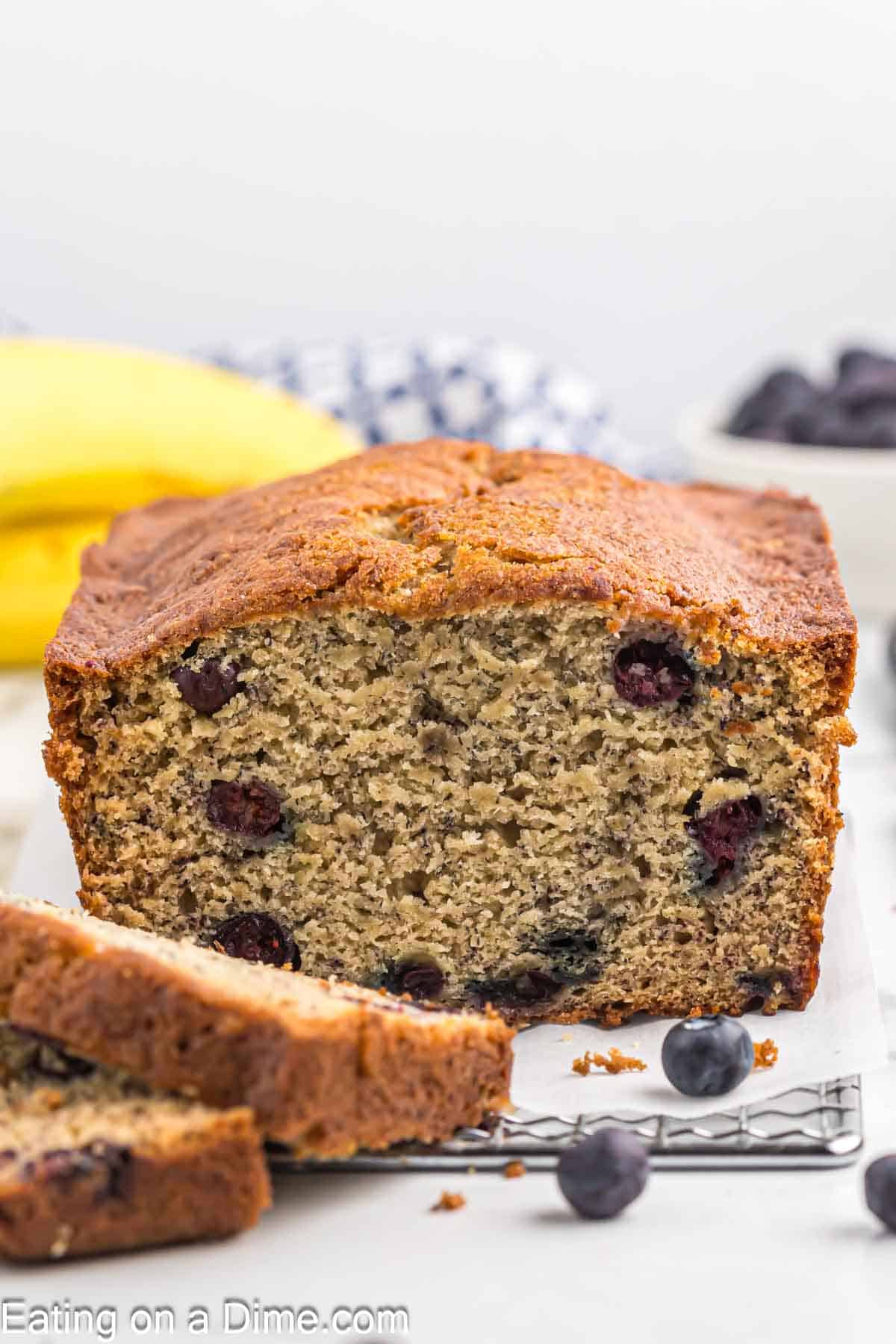 Blueberry banana bread slices 