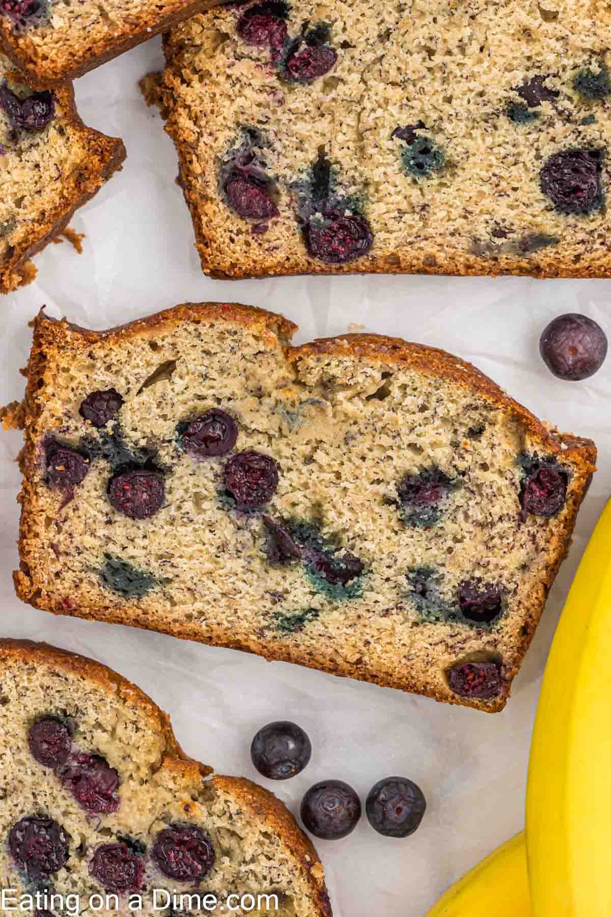 Blueberry banana bread slices