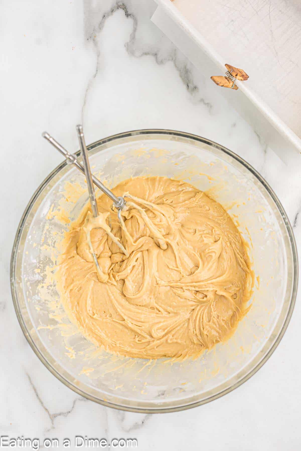 Peanut butter batter in a bowl 