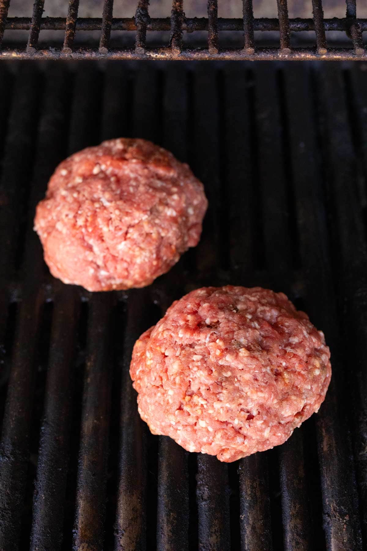 Ground beef balls on the grill