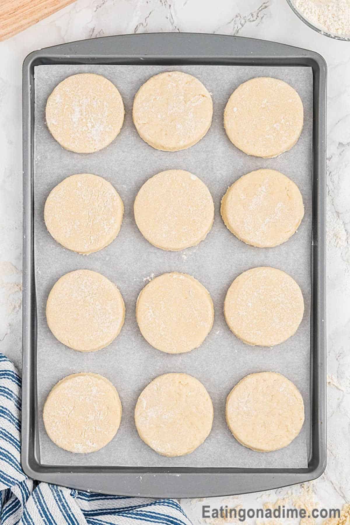 Biscuit dough on a baking sheet