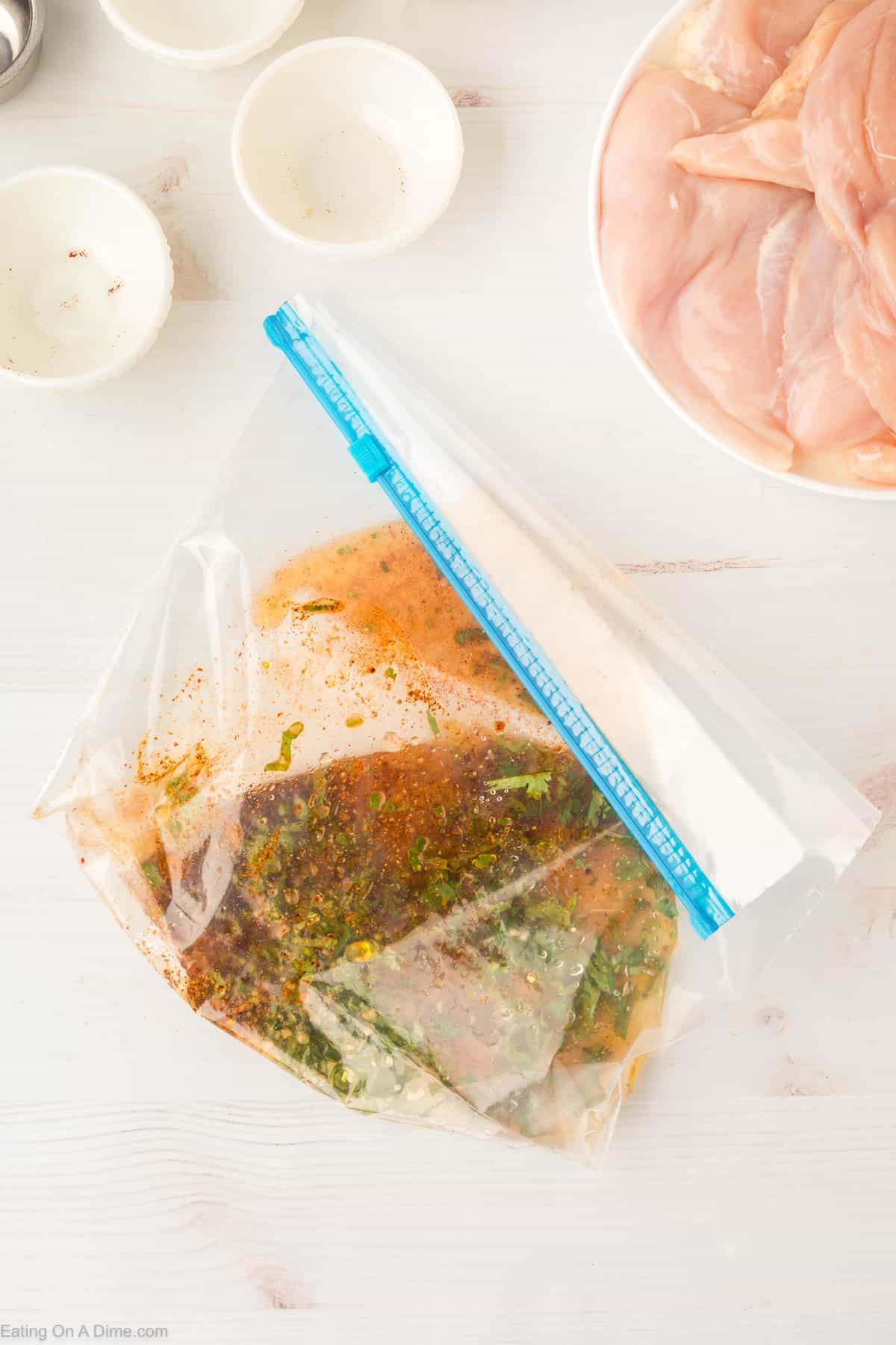 Chicken breast in a zip lock bag with the marinade