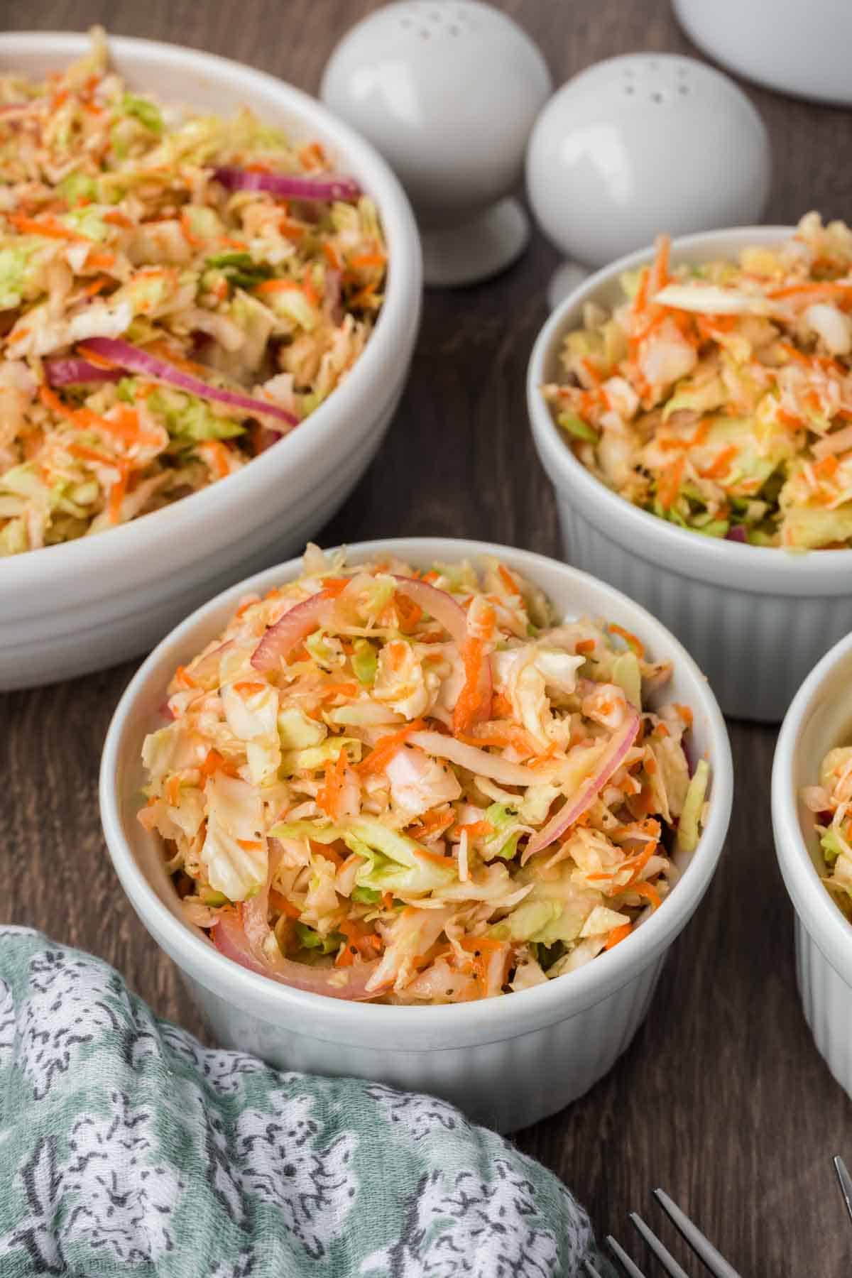Vinegar Coleslaw in a bowls ready to serve