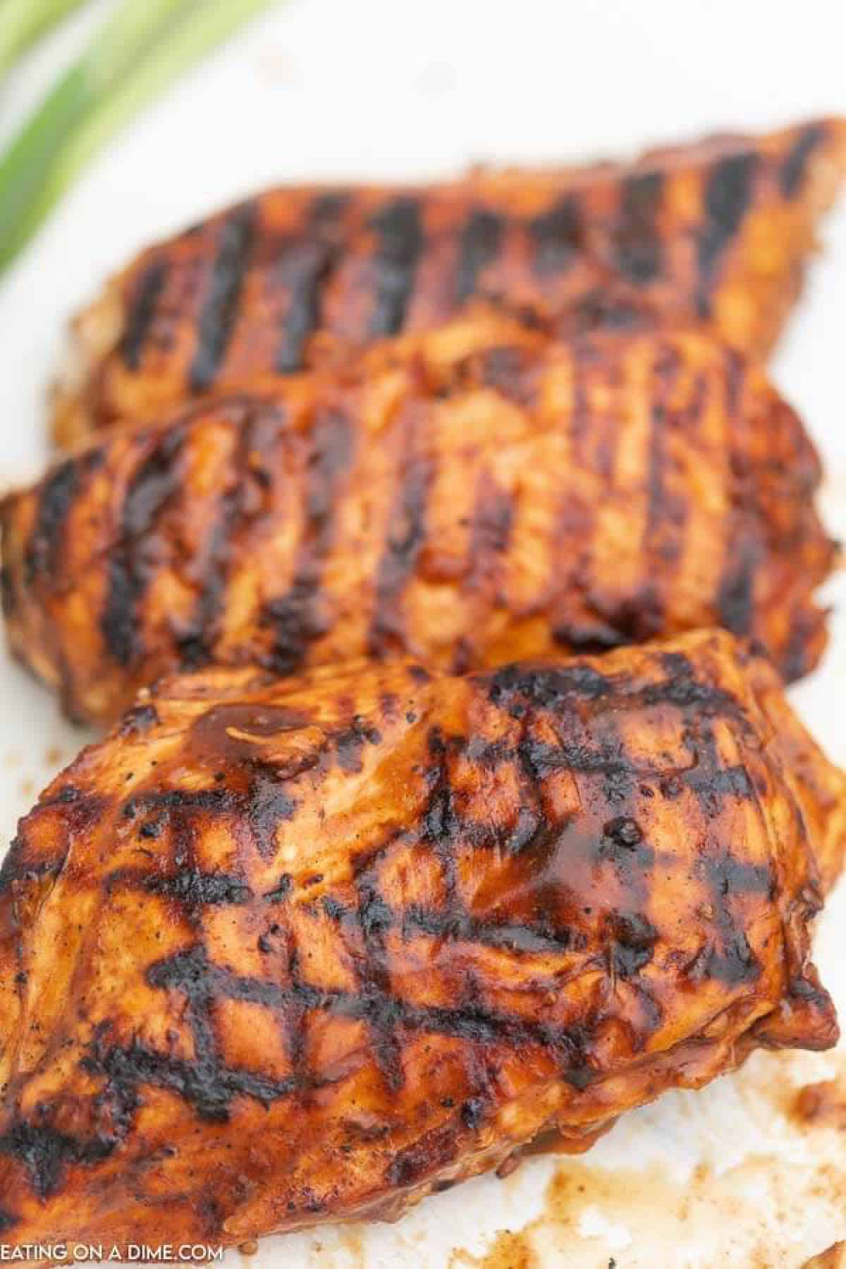 3 Grilled BBQ Chicken Breast on a plate