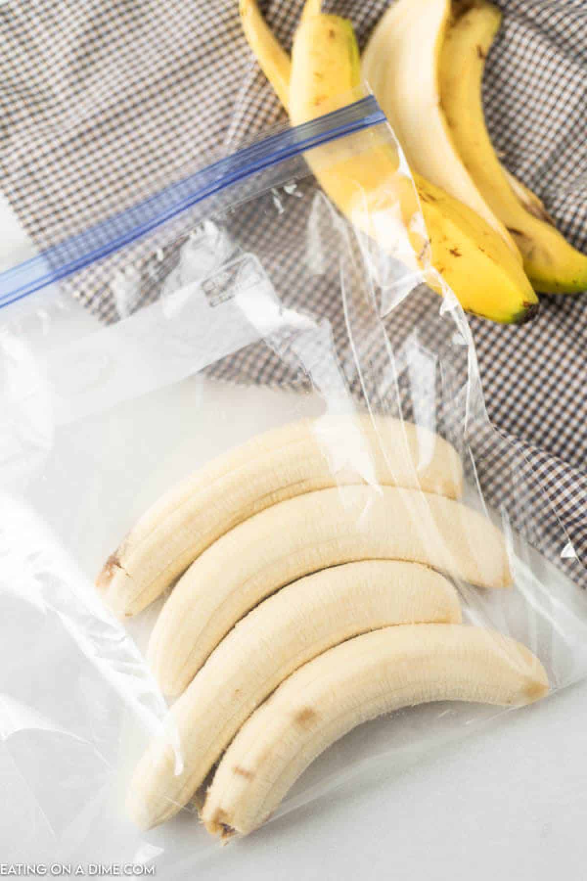 Fresh bananas in a zip lock bag