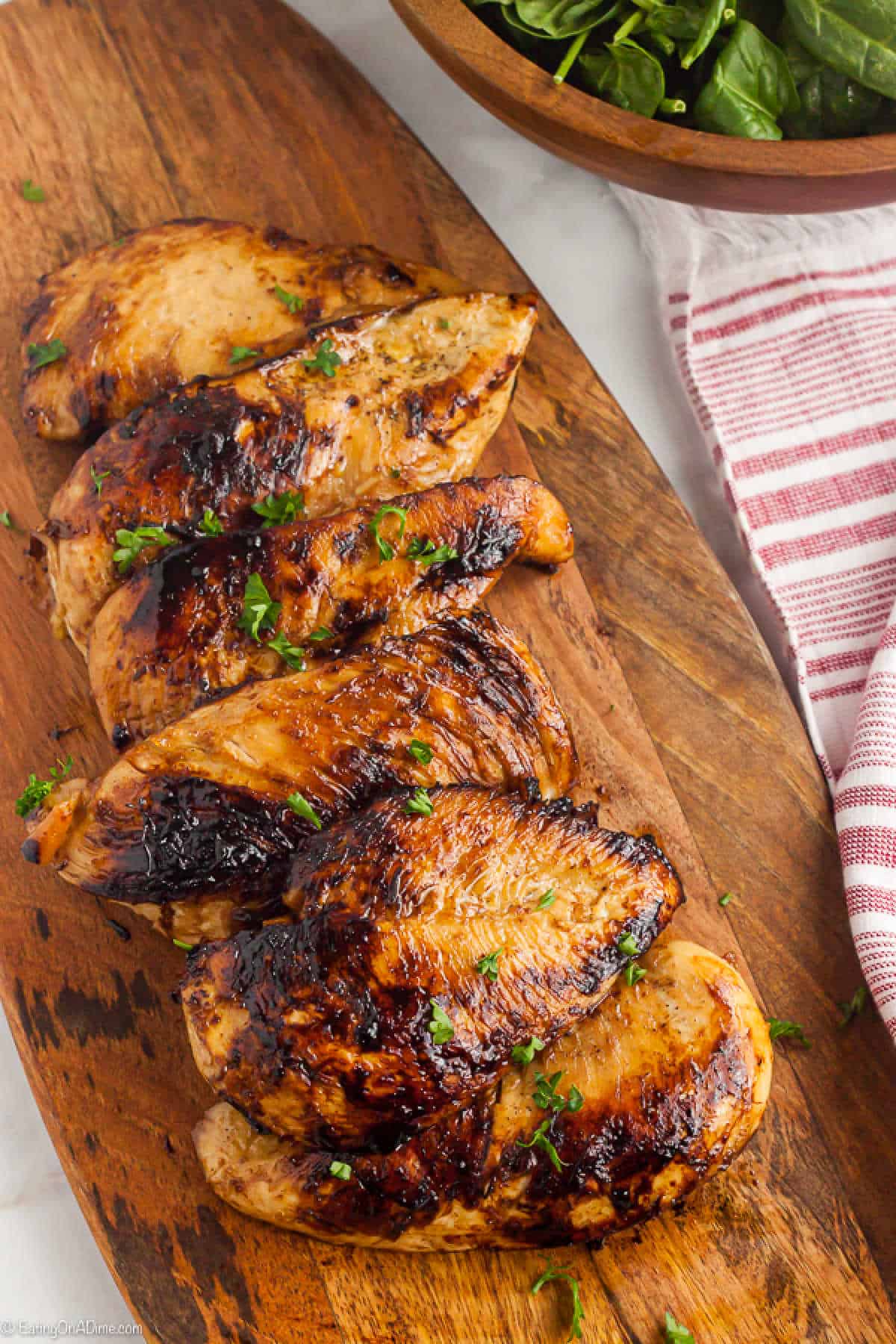 Balsamic Chicken on a cutting board