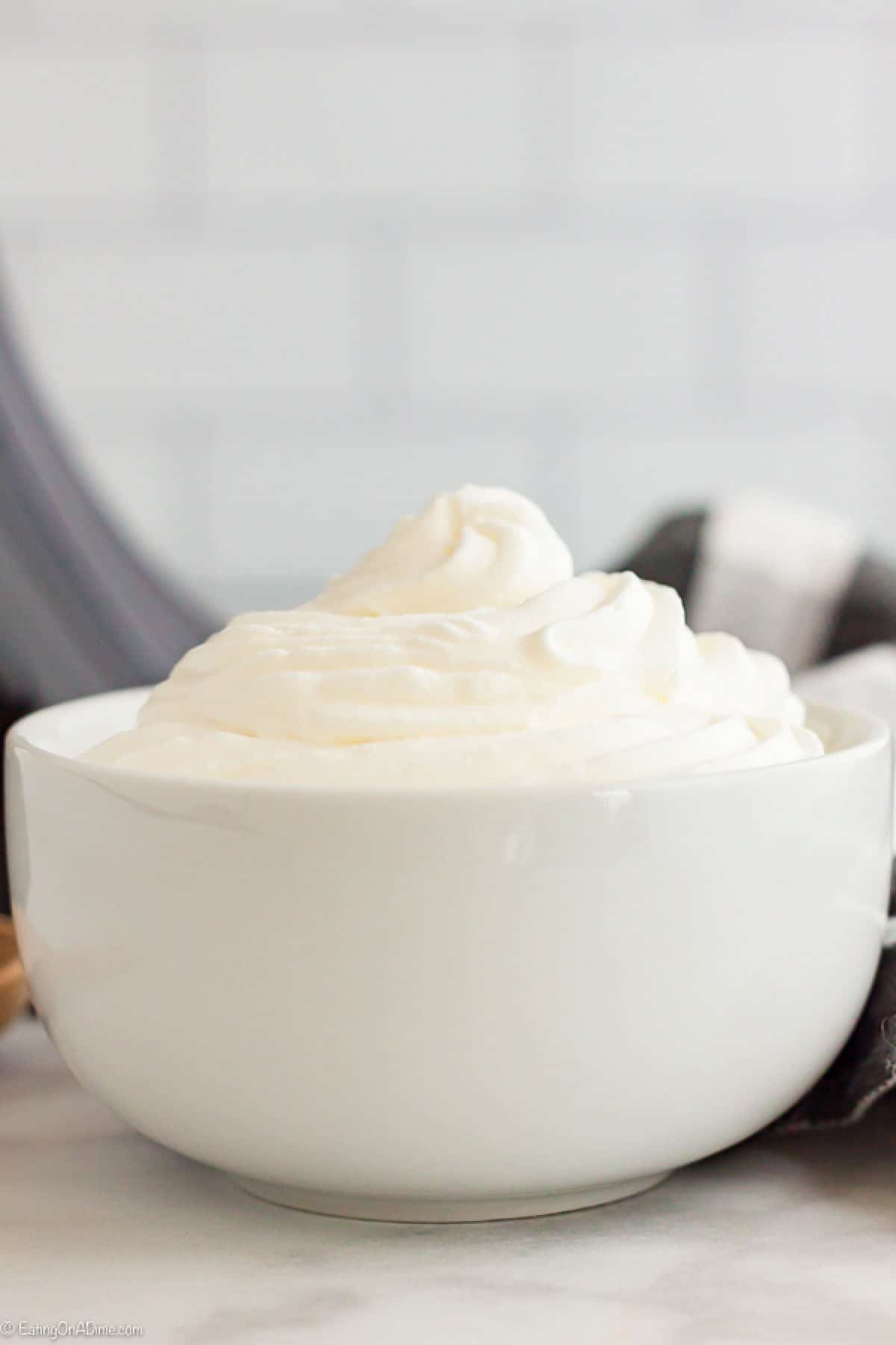Whipped Cream in a white bowl