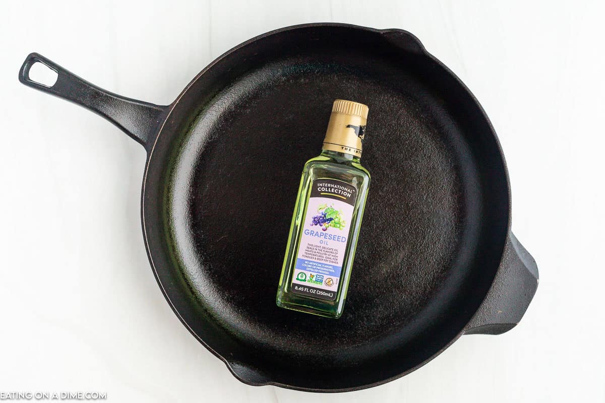 Grapeseed Oil in the cast iron skillet