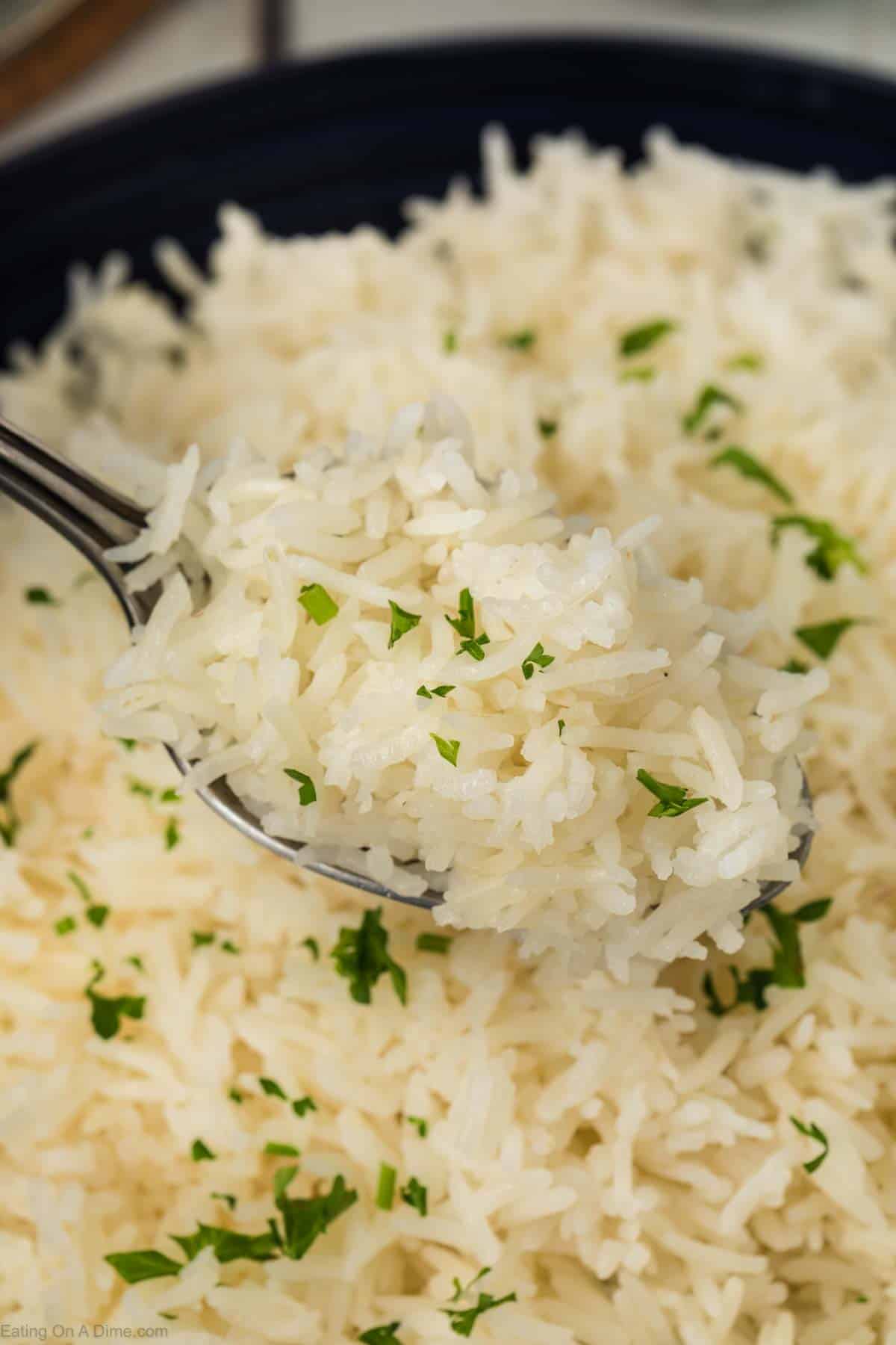 Basmati Rice with a serving on a spoon