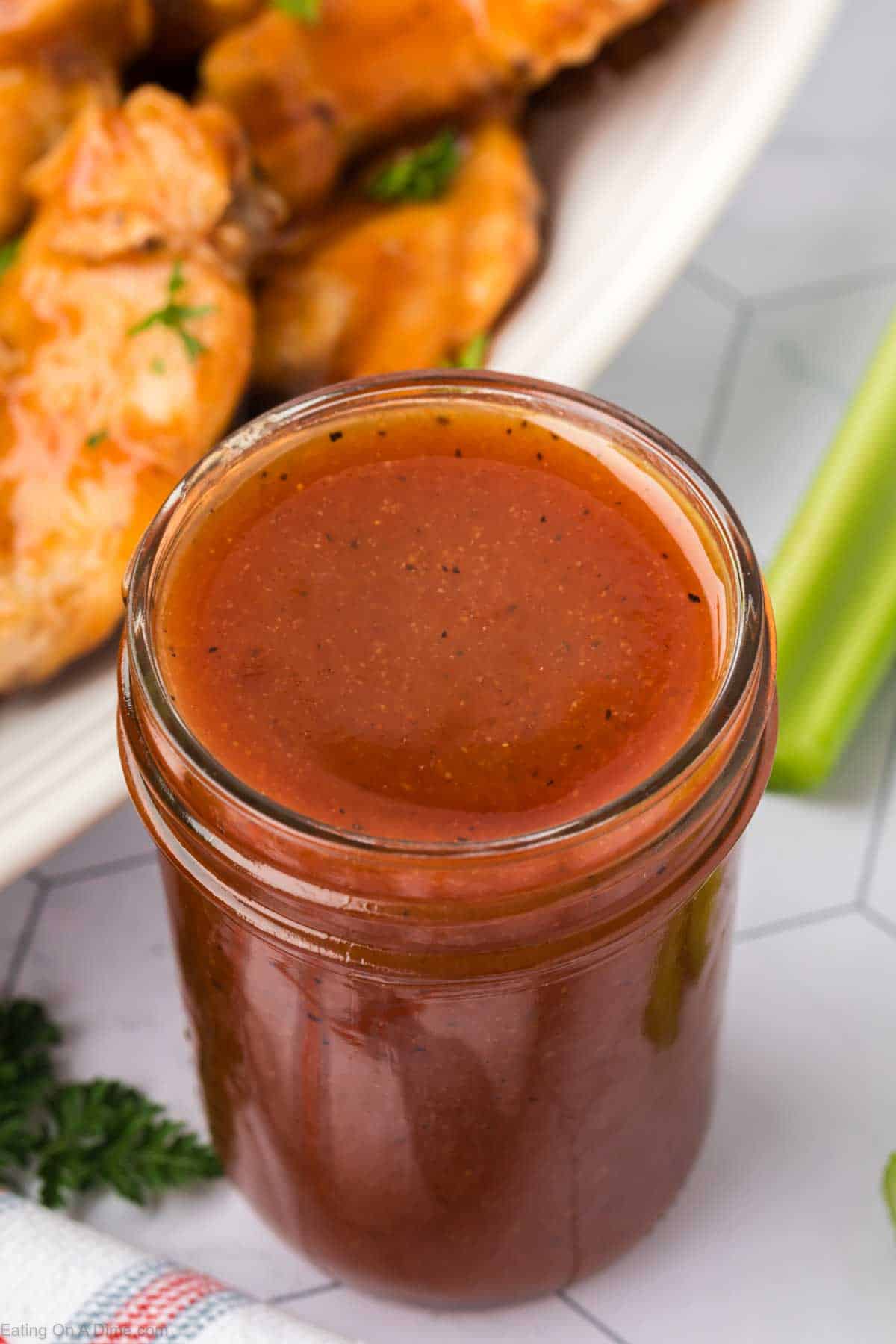 Jar of wing sauce 