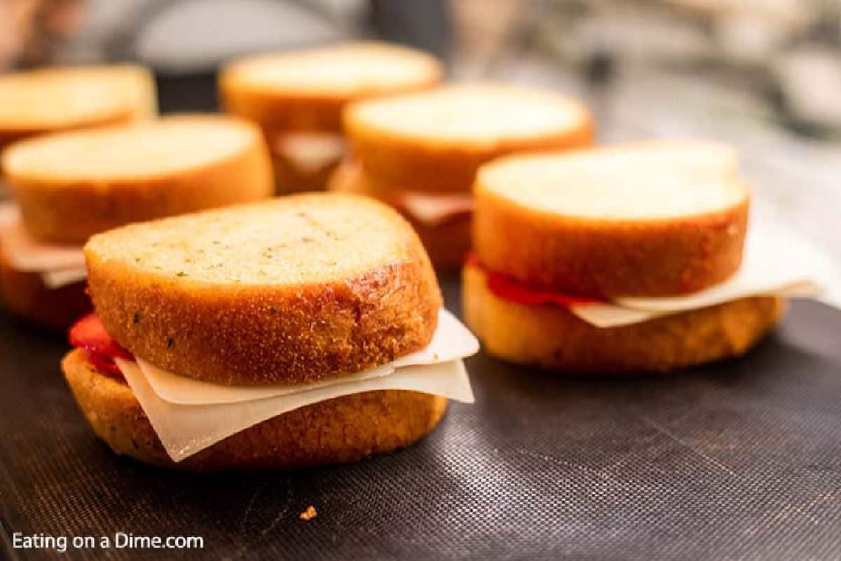 Pizza Grilled Cheese on the baking sheet