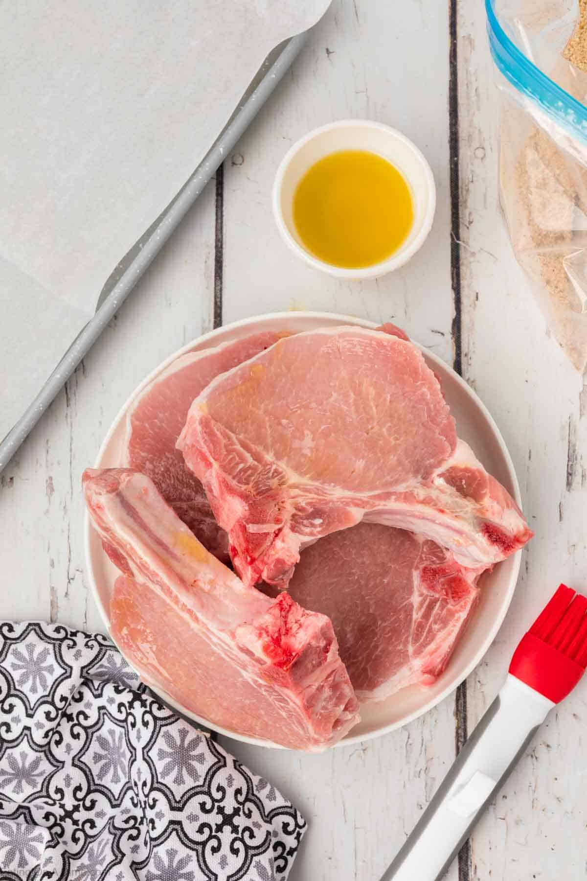 Bone In Pork Chops rubbed with oil