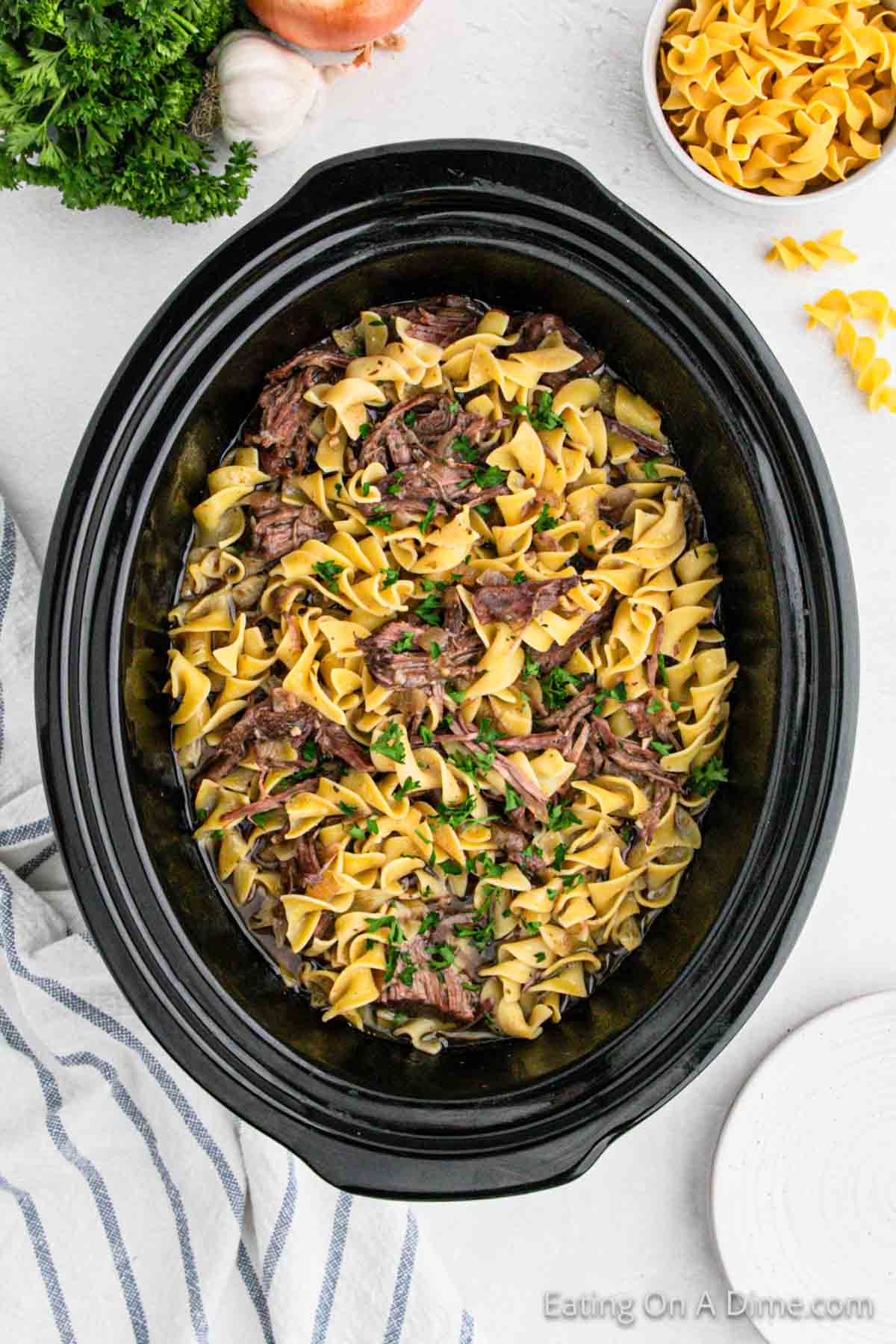 Beef and Noodles in the slow cooker