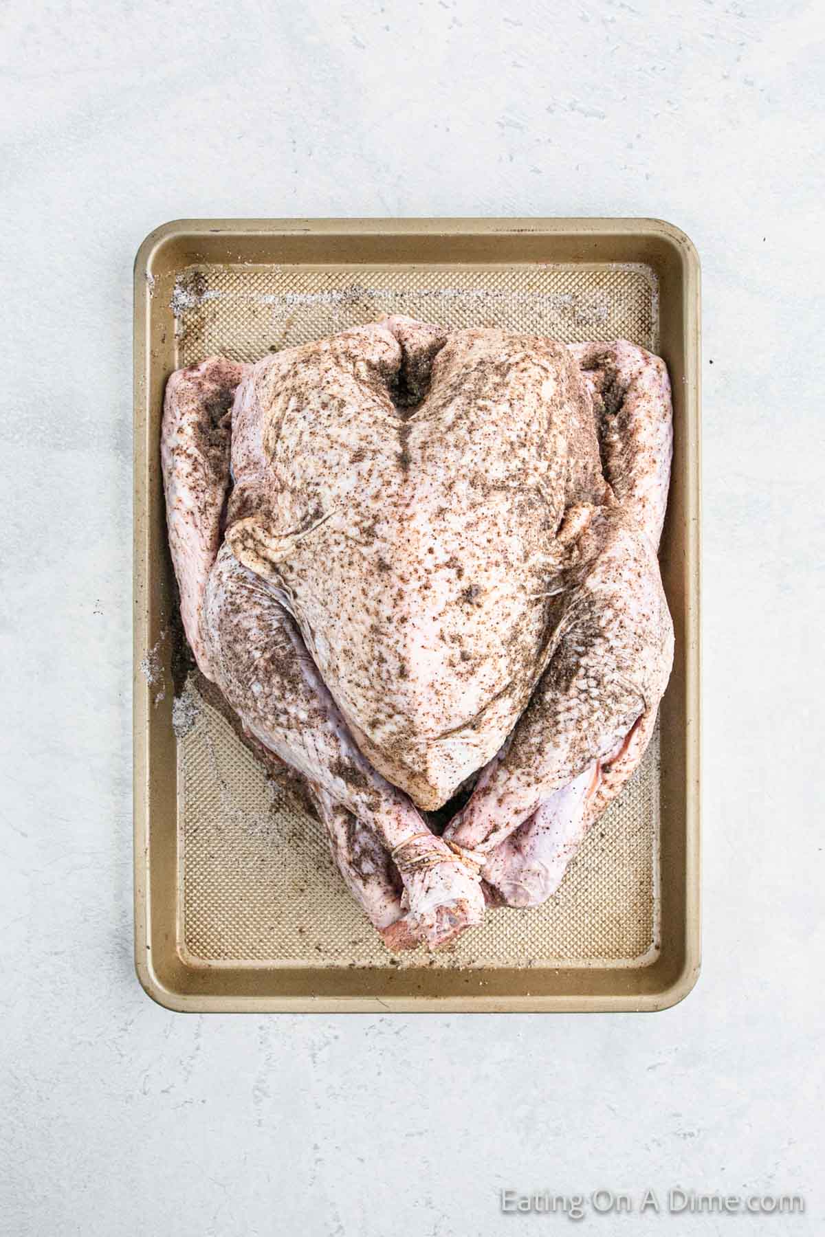 Seasoned Whole Turkey on a baking dish