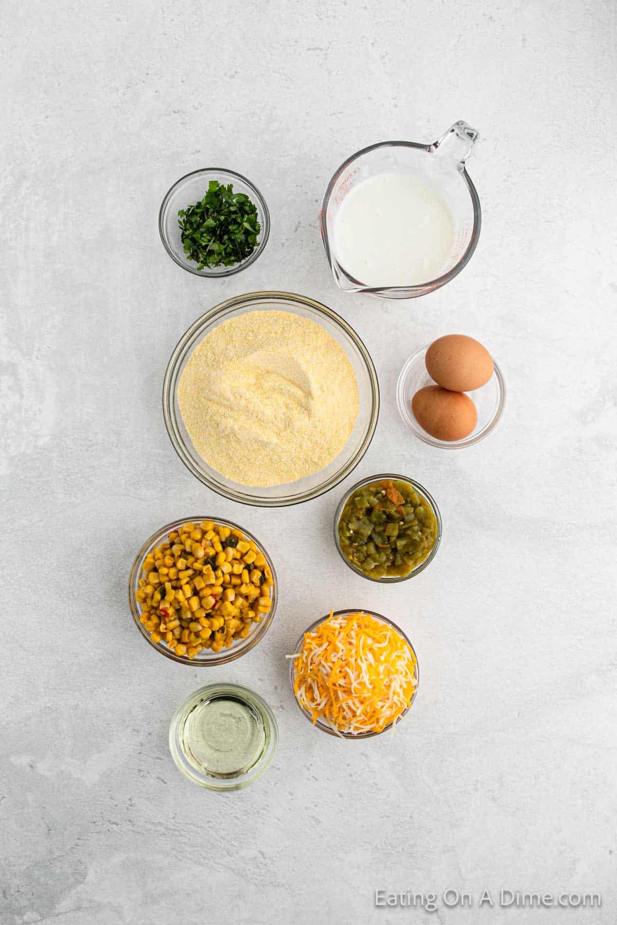 Ingredients - Self Rising Cornmeal, oil, buttermilk, eggs, Mexican Corn, Mexican Cheese Blend, Green Chilies, Fresh Cilantro