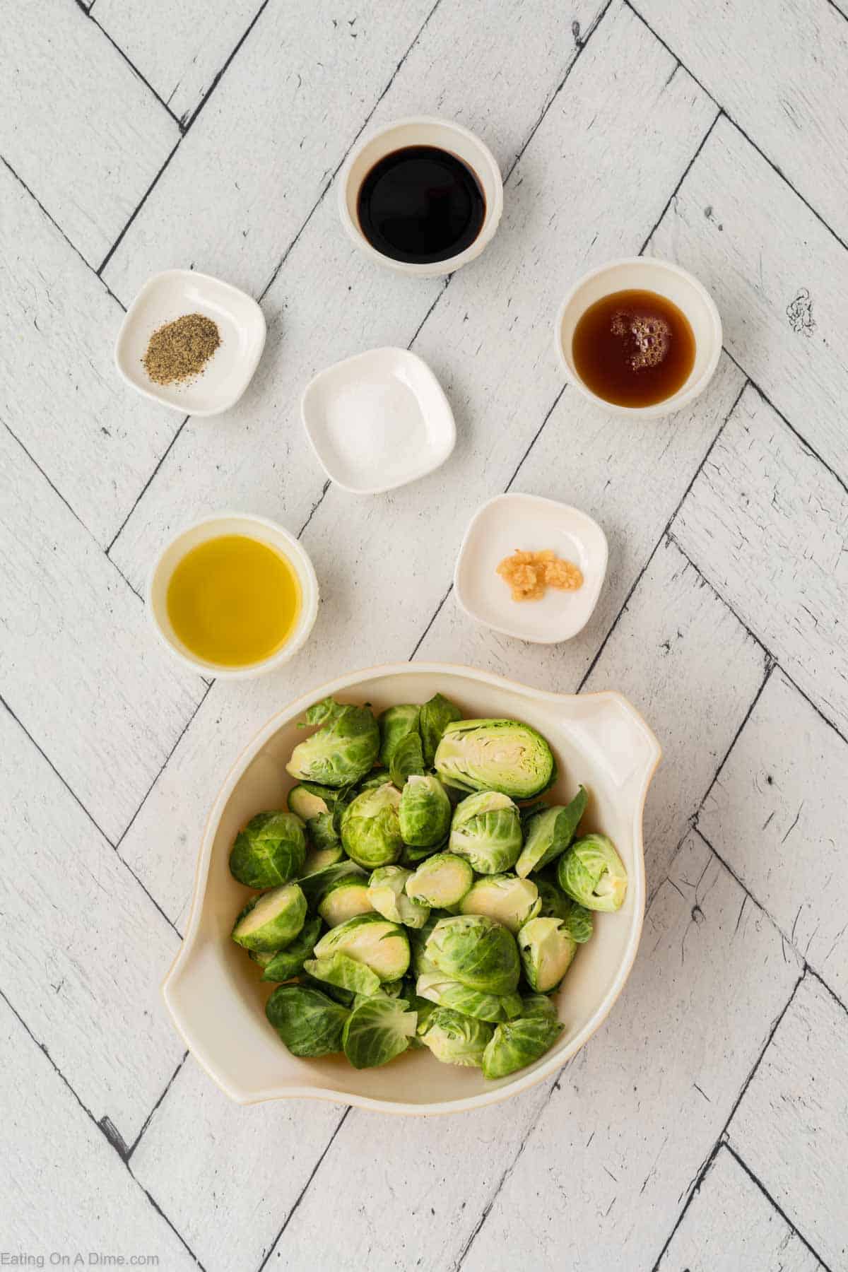 Ingredients - Brussel Sprouts, olive oil, salt, pepper, balsamic vinegar, honey, garlic