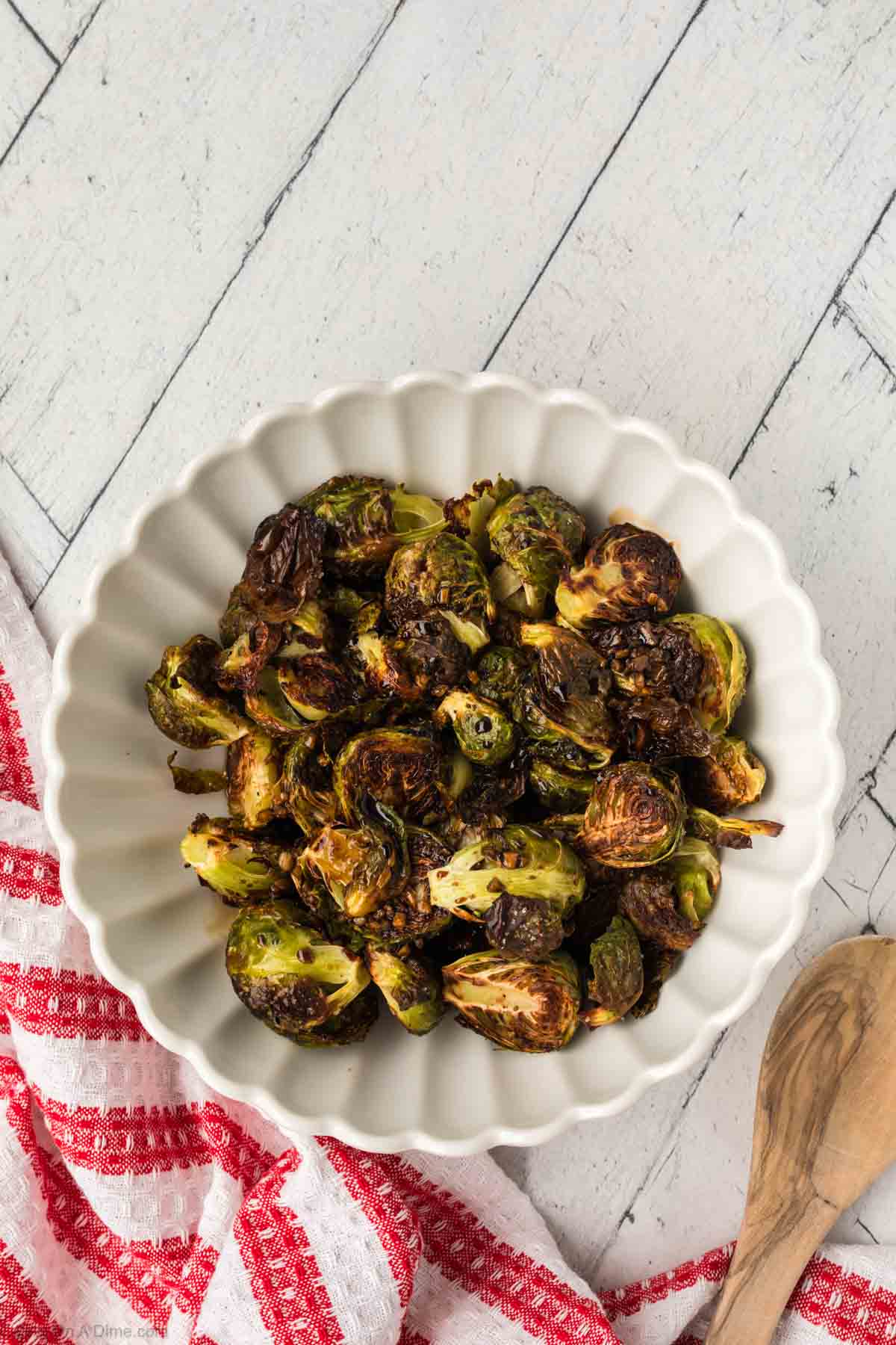 Roasted Roasted Brussel Sprouts in a white bowl