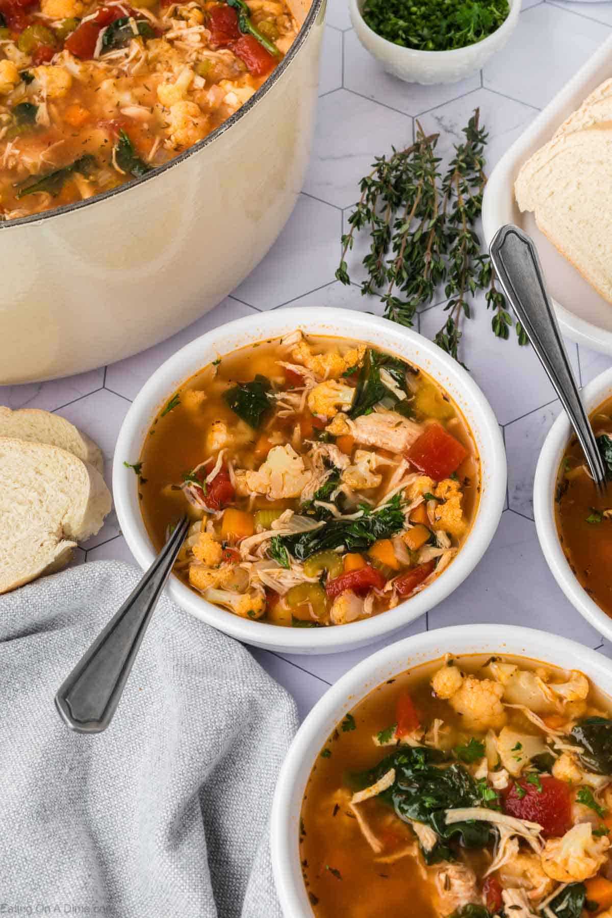 Turkey soup in a bowl