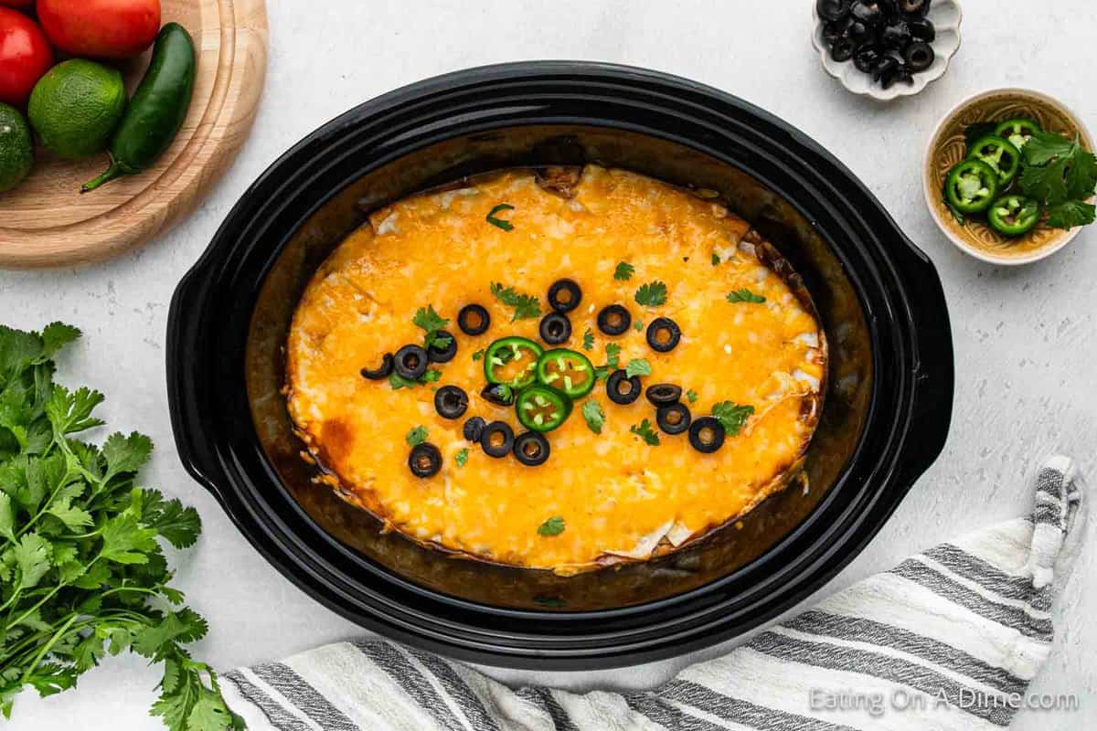 Crock Pot Chicken Enchiladas - Eating On A Dime