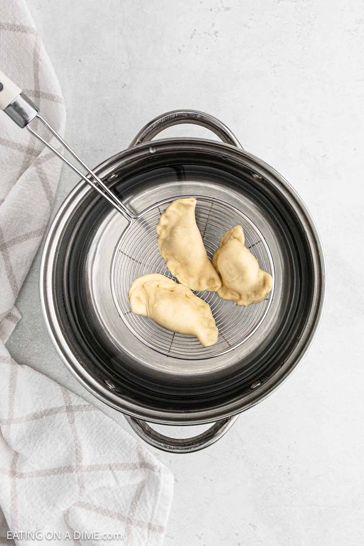 Boiling the Pierogi in a large pot